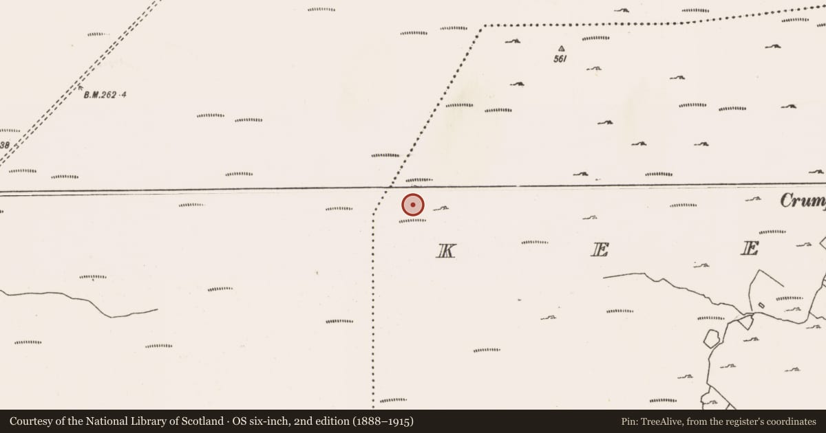 Ordnance Survey six-inch map, 2nd edition (1888–1915) covering the location of Megalithic tomb - unclassified, Keel East, County Mayo, with a pin at the register's coordinates