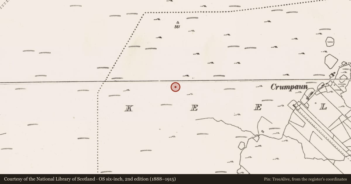 Ordnance Survey six-inch map, 2nd edition (1888–1915) covering the location of House - indeterminate date, Keel East, County Mayo, with a pin at the register's coordinates