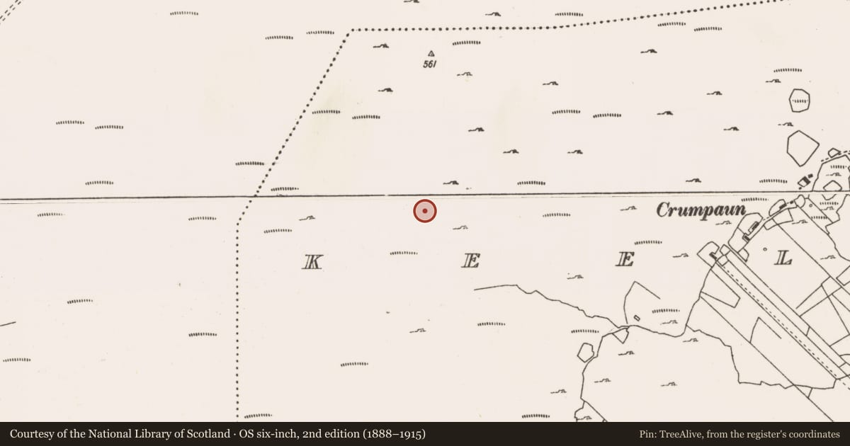 Ordnance Survey six-inch map, 2nd edition (1888–1915) covering the location of Structure, Keel East, County Mayo, with a pin at the register's coordinates