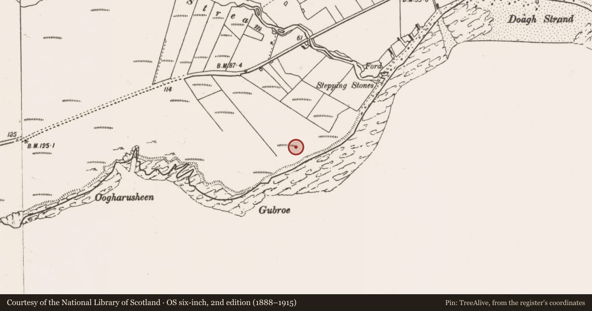 Ordnance Survey six-inch map, 2nd edition (1888–1915) covering the location of House - indeterminate date, Keel West, County Mayo, with a pin at the register's coordinates