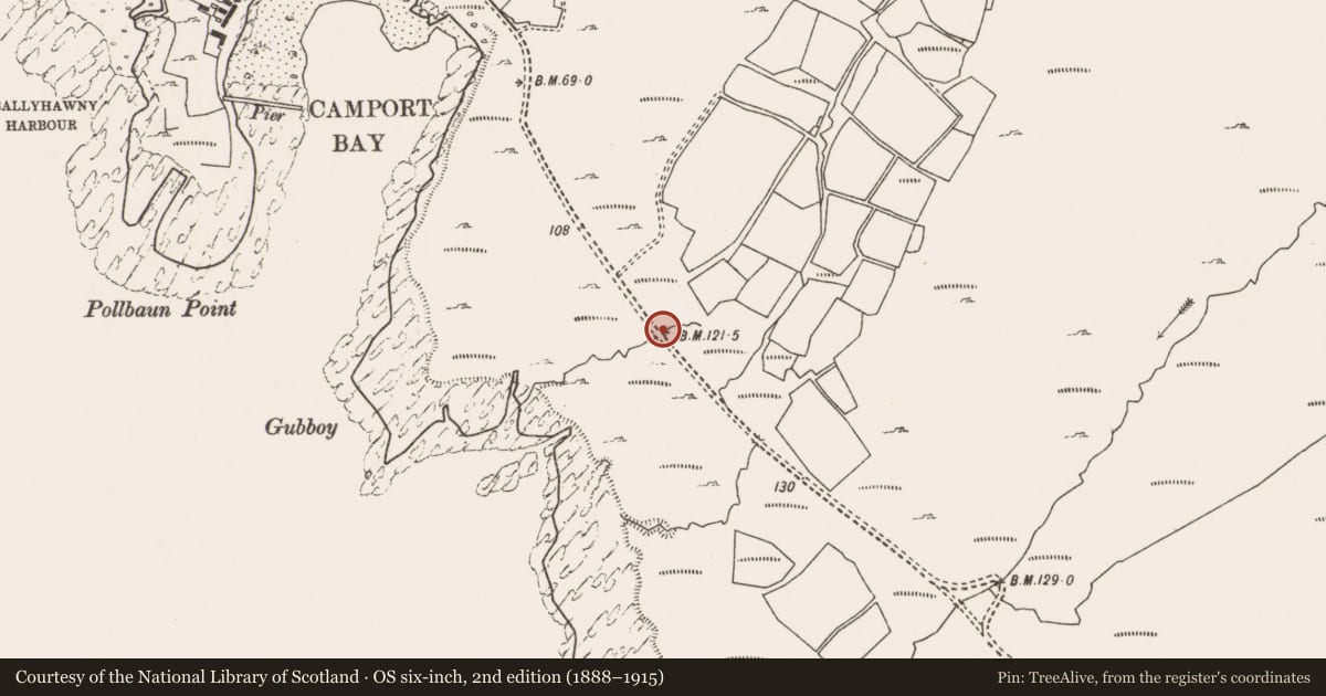 Ordnance Survey six-inch map, 2nd edition (1888–1915) covering the location of House - indeterminate date, Dumha Éige, County Mayo, with a pin at the register's coordinates