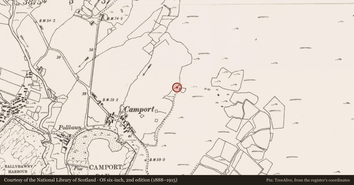 Ordnance Survey six-inch map, 2nd edition (1888–1915) covering the location of House - indeterminate date, Dumha Éige, County Mayo, with a pin at the register's coordinates