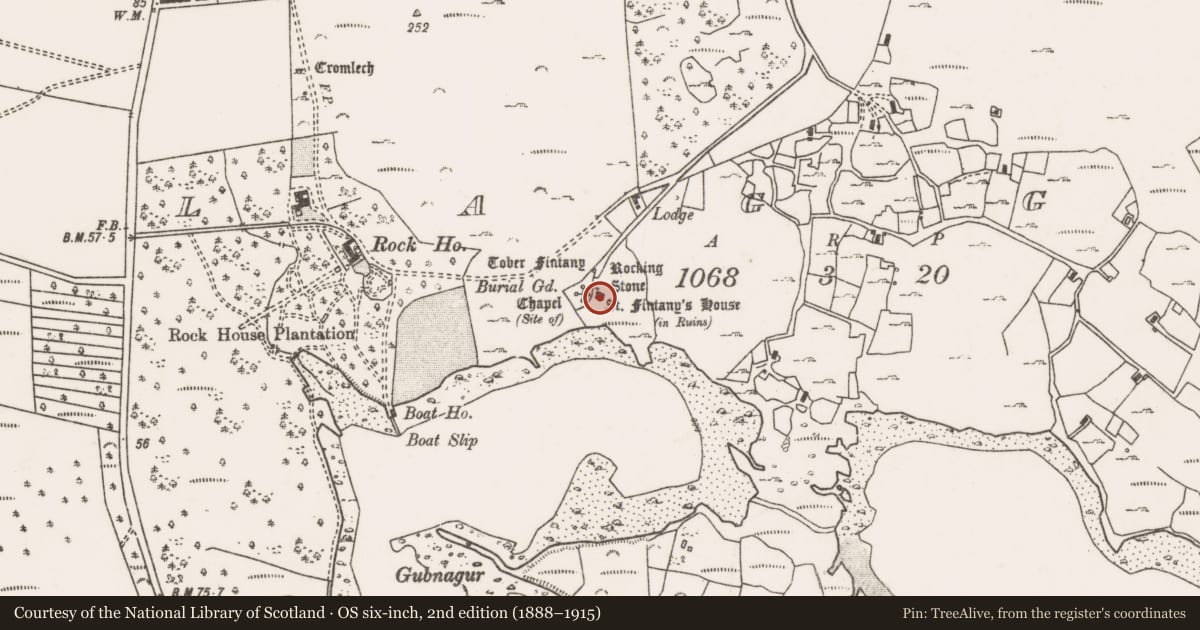 Ordnance Survey six-inch map, 2nd edition (1888–1915) covering the location of House - indeterminate date, An Cloigeann, County Mayo, with a pin at the register's coordinates