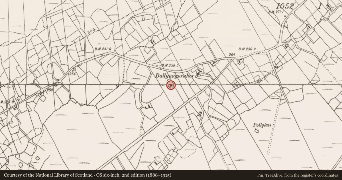 Ordnance Survey six-inch map, 2nd edition (1888–1915) covering the location of Ringfort - rath, Cloghbrack Far, County Mayo, with a pin at the register's coordinates