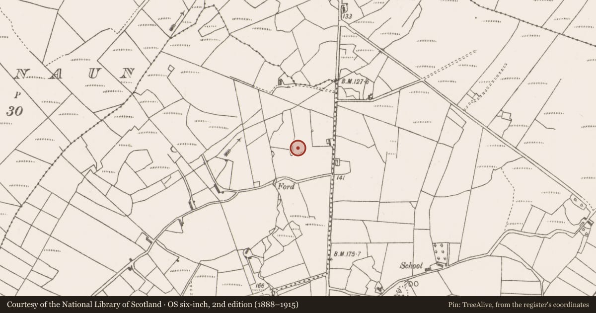 Ordnance Survey six-inch map, 2nd edition (1888–1915) covering the location of Enclosure, Derryfadda, County Mayo, with a pin at the register's coordinates
