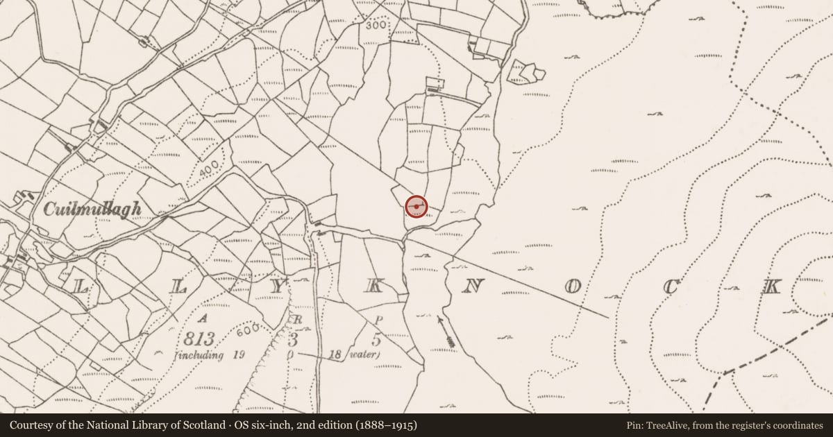 Ordnance Survey six-inch map, 2nd edition (1888–1915) covering the location of Mound, Ballyknock (Tirawley By., Addergoole Par.), County Mayo, with a pin at the register's coordinates