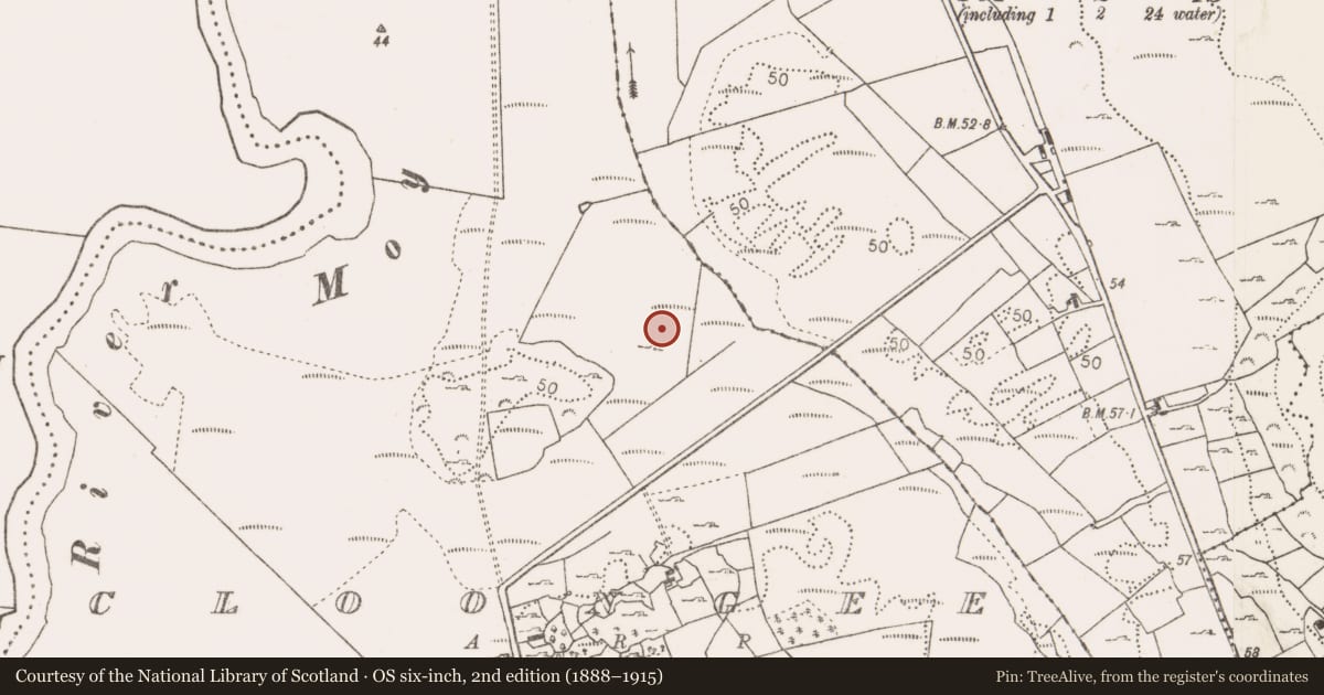 Ordnance Survey six-inch map, 2nd edition (1888–1915) covering the location of Enclosure, Cloongee, County Mayo, with a pin at the register's coordinates