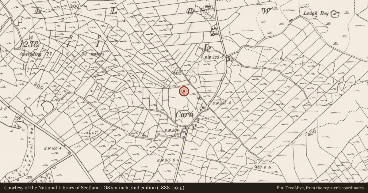 Ordnance Survey six-inch map, 2nd edition (1888–1915) covering the location of Cairn - unclassified, Callow, County Mayo, with a pin at the register's coordinates