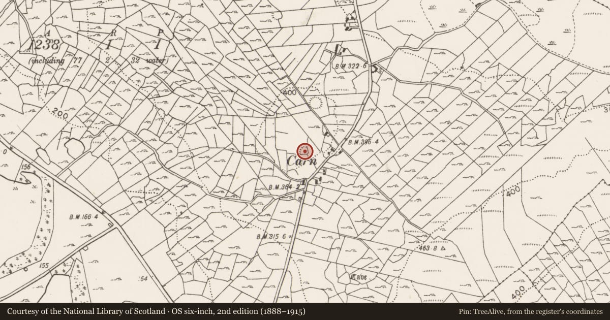 Ordnance Survey six-inch map, 2nd edition (1888–1915) covering the location of Ringfort - cashel, Callow, County Mayo, with a pin at the register's coordinates