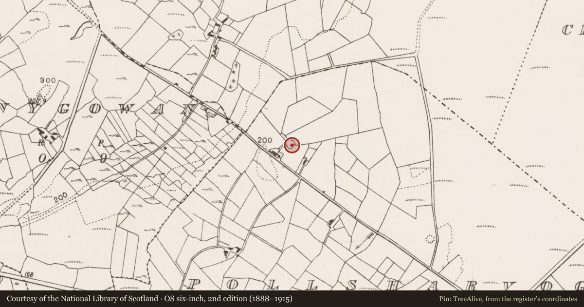 Ordnance Survey six-inch map, 2nd edition (1888–1915) covering the location of Ringfort - cashel, Pollsharvoge, County Mayo, with a pin at the register's coordinates