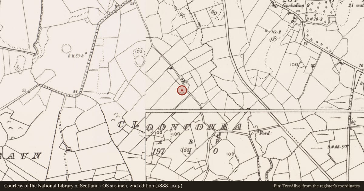 Ordnance Survey six-inch map, 2nd edition (1888–1915) covering the location of Ringfort - rath, Cloonconra, County Mayo, with a pin at the register's coordinates