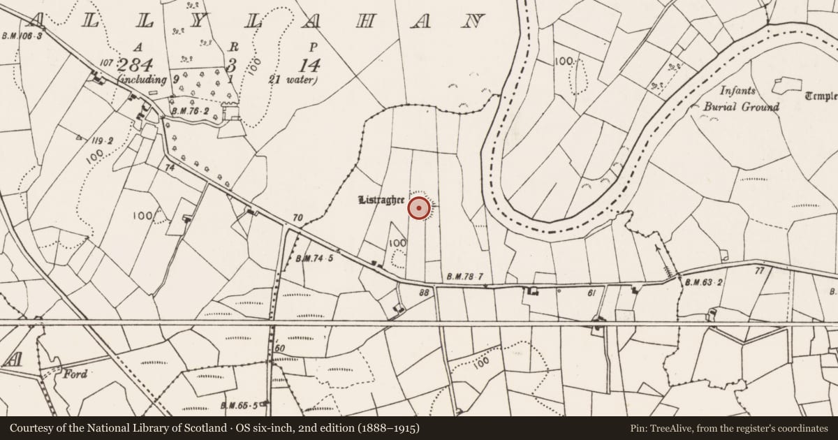 Ordnance Survey six-inch map, 2nd edition (1888–1915) covering the location of Ringfort - rath, Gorteen, County Mayo, with a pin at the register's coordinates