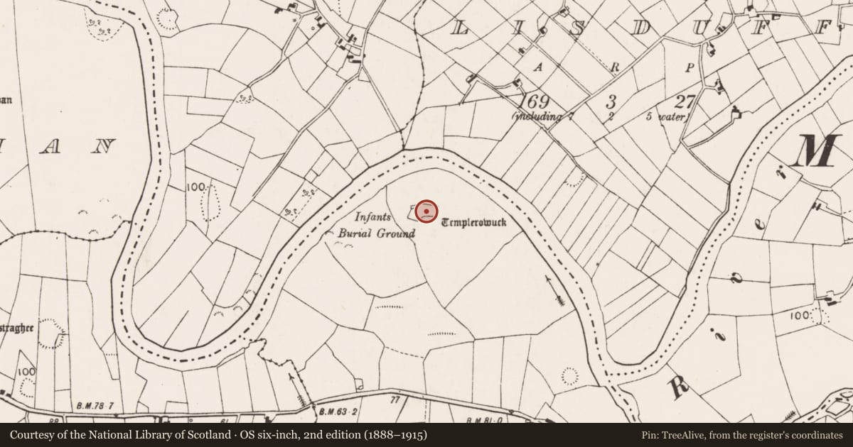Ordnance Survey six-inch map, 2nd edition (1888–1915) covering the location of Enclosure, Carrowgallda, County Mayo, with a pin at the register's coordinates