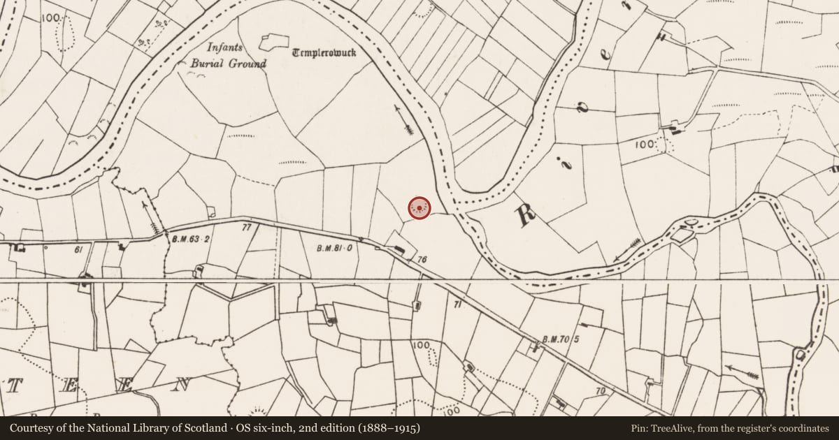Ordnance Survey six-inch map, 2nd edition (1888–1915) covering the location of Ringfort - rath, Carrowgallda, County Mayo, with a pin at the register's coordinates