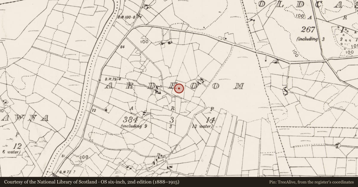 Ordnance Survey six-inch map, 2nd edition (1888–1915) covering the location of Souterrain, Ardhoom, County Mayo, with a pin at the register's coordinates