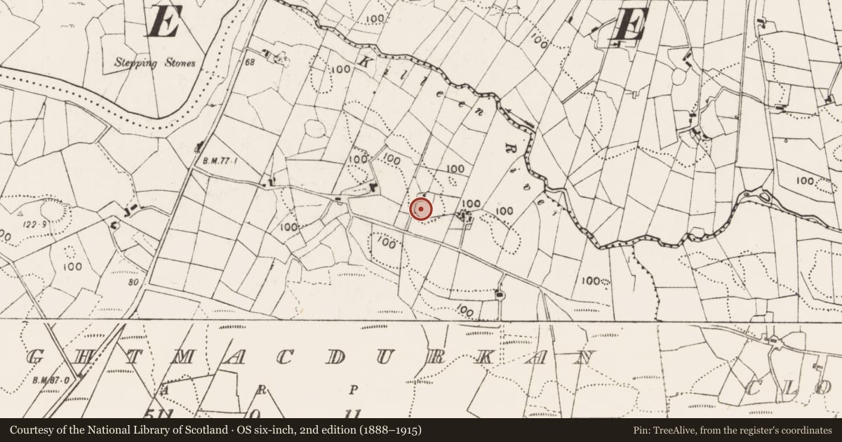 Ordnance Survey six-inch map, 2nd edition (1888–1915) covering the location of Souterrain, Laghtmacdurkan, County Mayo, with a pin at the register's coordinates