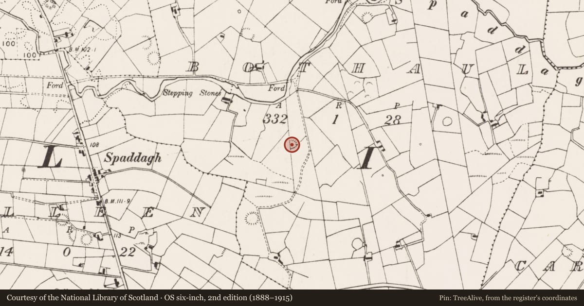 Ordnance Survey six-inch map, 2nd edition (1888–1915) covering the location of Enclosure, Bothaul, County Mayo, with a pin at the register's coordinates