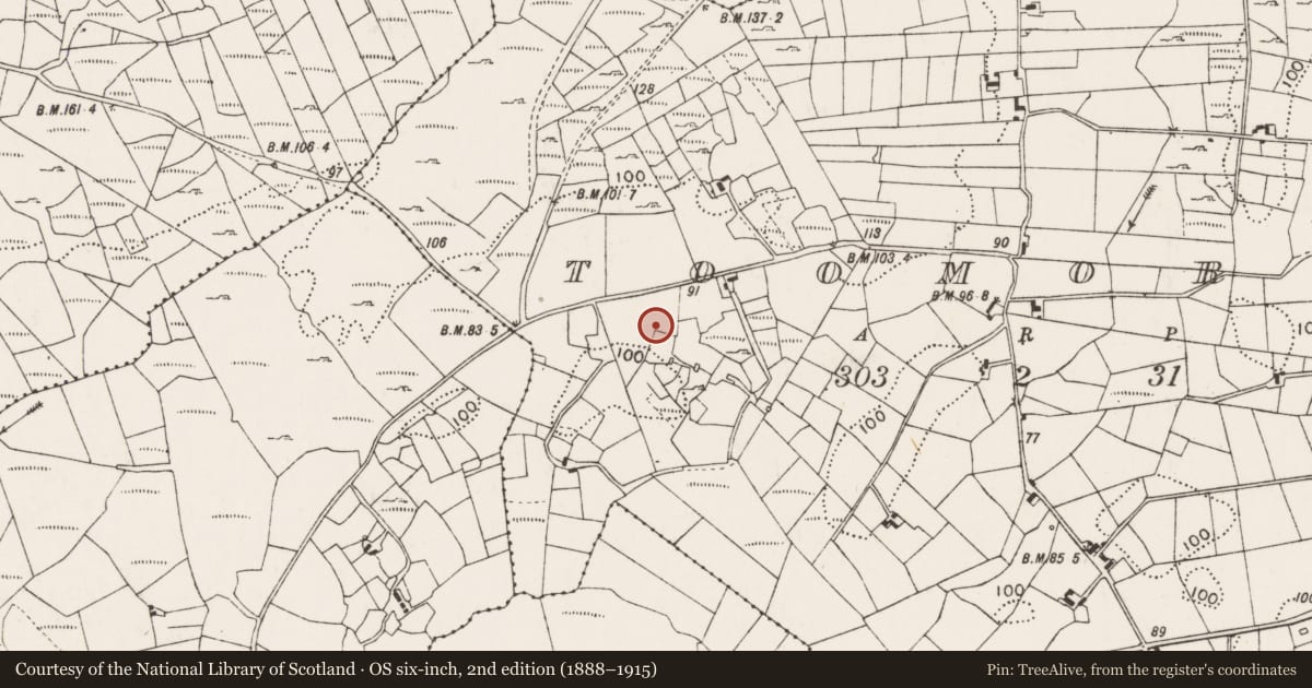 Ordnance Survey six-inch map, 2nd edition (1888–1915) covering the location of Castle - unclassified, Toomore, County Mayo, with a pin at the register's coordinates