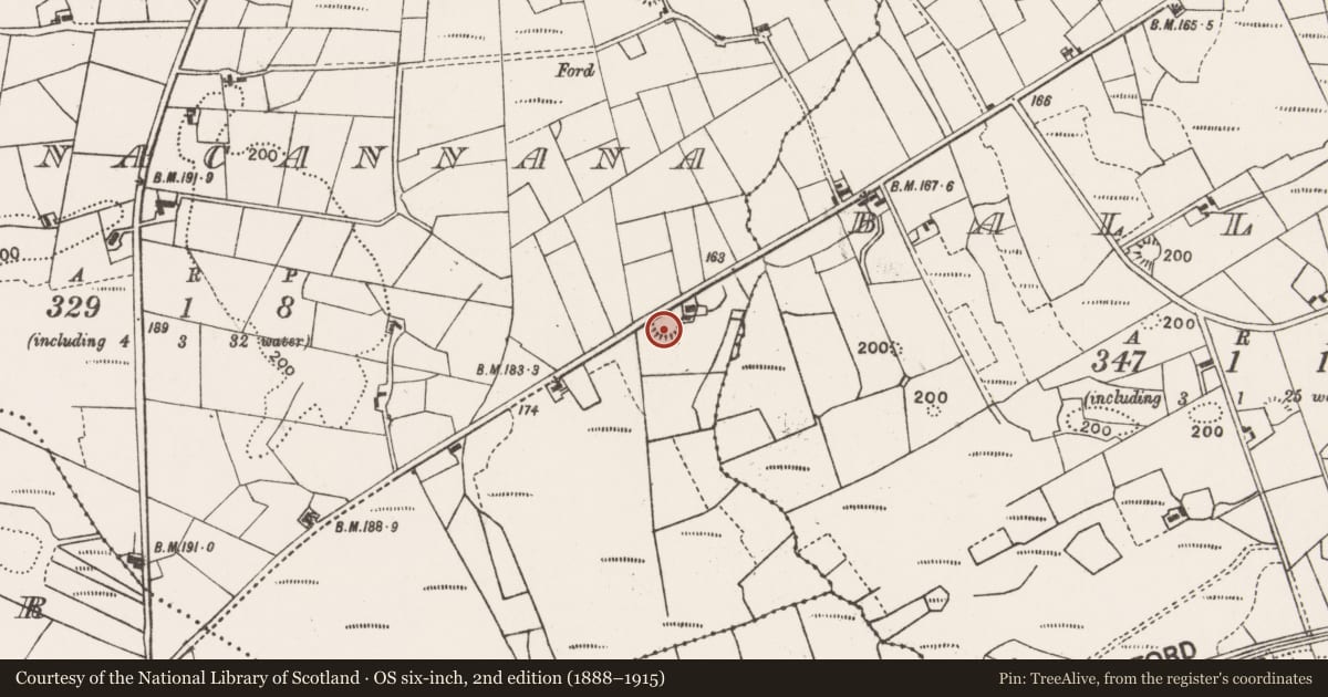Ordnance Survey six-inch map, 2nd edition (1888–1915) covering the location of Ringfort - rath, Cloonacannana, County Mayo, with a pin at the register's coordinates
