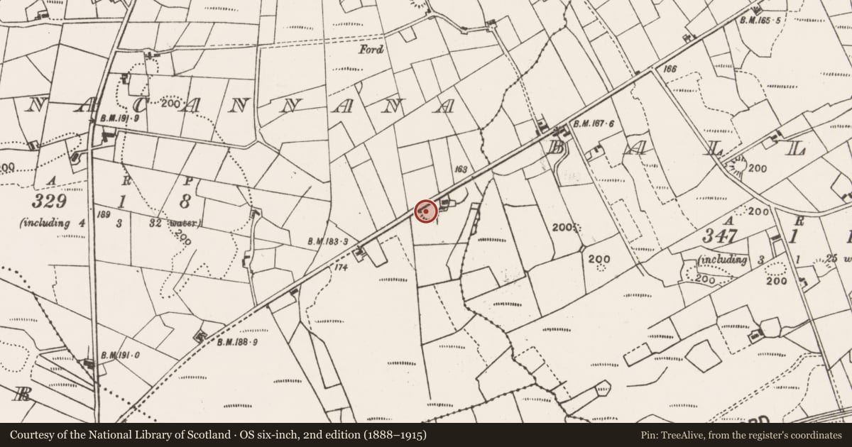 Ordnance Survey six-inch map, 2nd edition (1888–1915) covering the location of Souterrain, Cloonacannana, County Mayo, with a pin at the register's coordinates