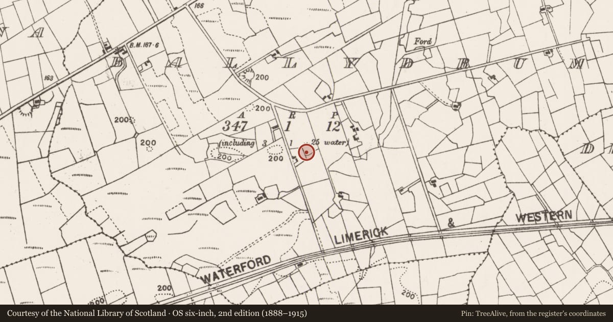Ordnance Survey six-inch map, 2nd edition (1888–1915) covering the location of Ringfort - rath, Ballydrum, County Mayo, with a pin at the register's coordinates