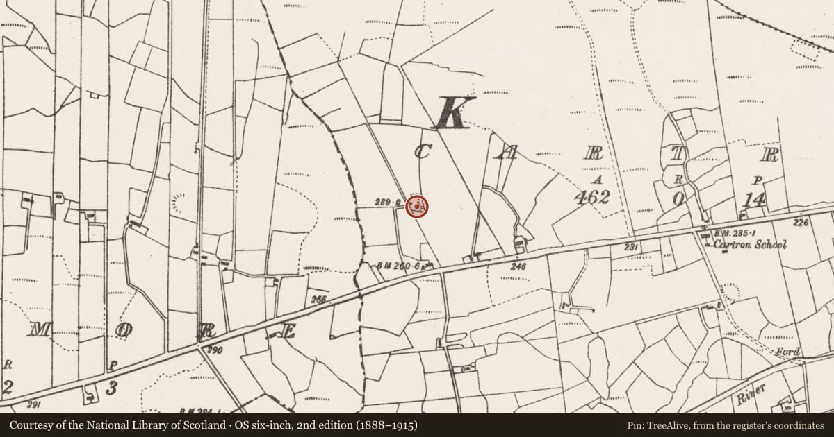 Ordnance Survey six-inch map, 2nd edition (1888–1915) covering the location of Ringfort - rath, Cartron (Costello By., Kilbeagh Par.), County Mayo, with a pin at the register's coordinates