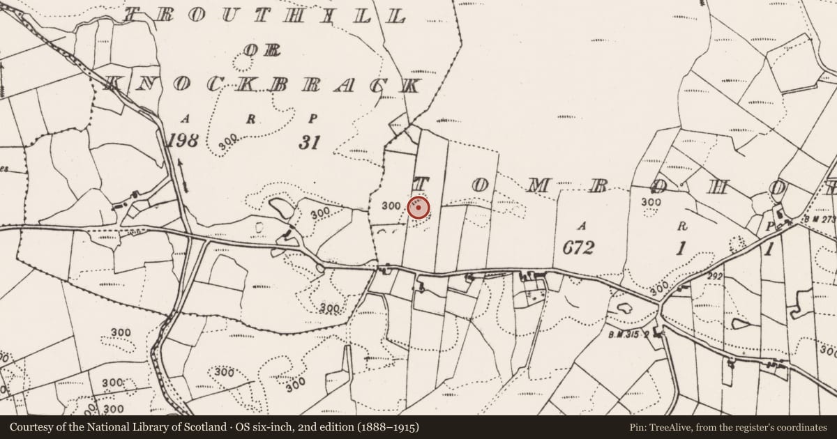 Ordnance Survey six-inch map, 2nd edition (1888–1915) covering the location of Ringfort - rath, Tomboholla, County Mayo, with a pin at the register's coordinates
