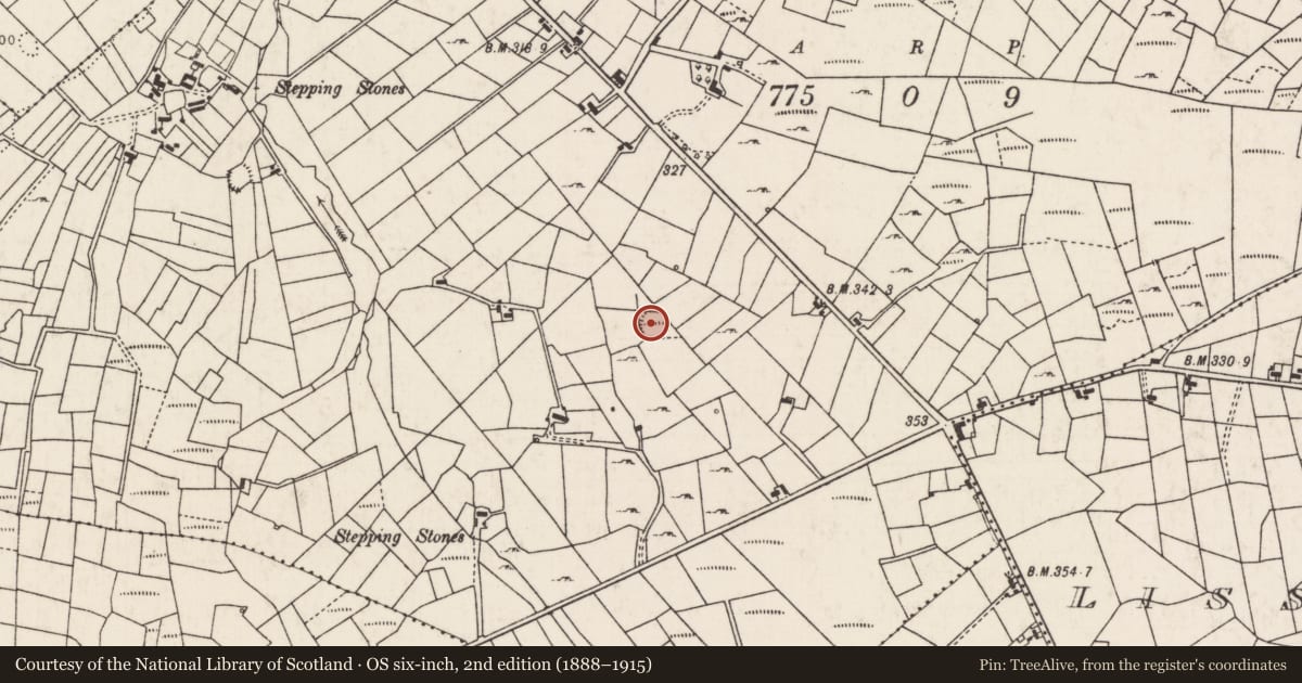 Ordnance Survey six-inch map, 2nd edition (1888–1915) covering the location of Ringfort - rath, Barroe, County Mayo, with a pin at the register's coordinates