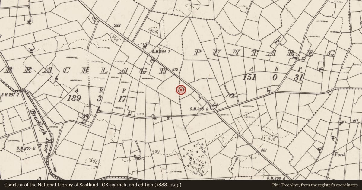Ordnance Survey six-inch map, 2nd edition (1888–1915) covering the location of Ringfort - rath, Puntabeg, County Mayo, with a pin at the register's coordinates