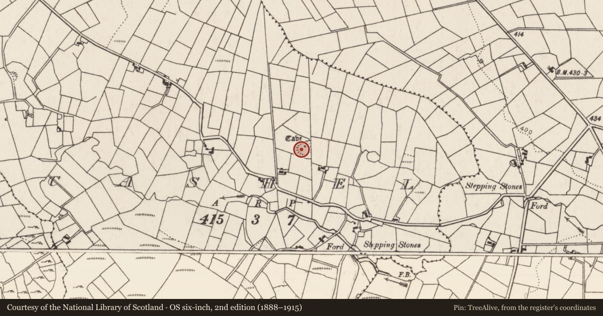 Ordnance Survey six-inch map, 2nd edition (1888–1915) covering the location of Ringfort - rath, Cashel, County Mayo, with a pin at the register's coordinates