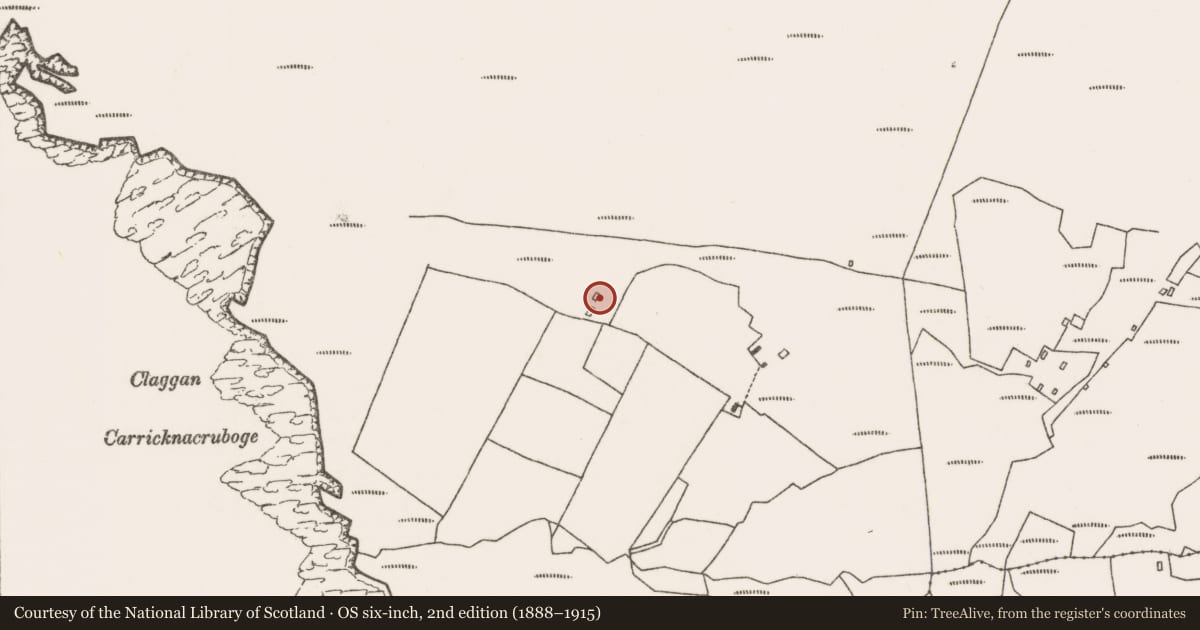 Ordnance Survey six-inch map, 2nd edition (1888–1915) covering the location of House - indeterminate date, Dumha Éige, County Mayo, with a pin at the register's coordinates