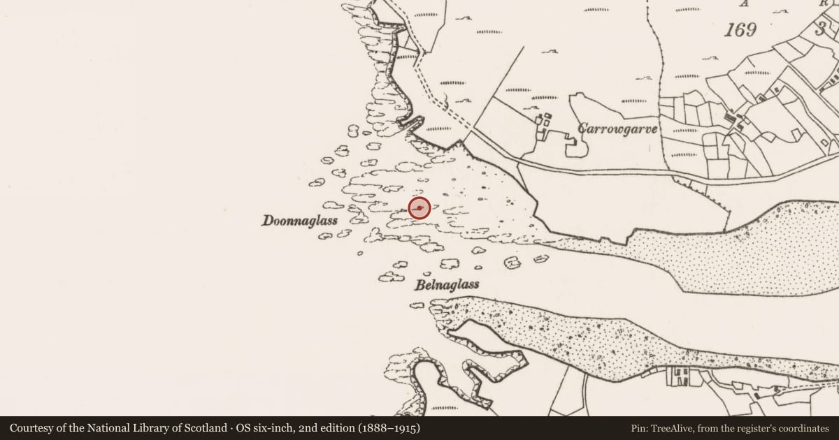 Ordnance Survey six-inch map, 2nd edition (1888–1915) covering the location of Promontory fort - coastal, An Cheathrú Gharbh, County Mayo, with a pin at the register's coordinates