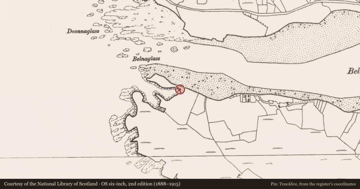 Ordnance Survey six-inch map, 2nd edition (1888–1915) covering the location of Hut site, Acaill Bheag, County Mayo, with a pin at the register's coordinates