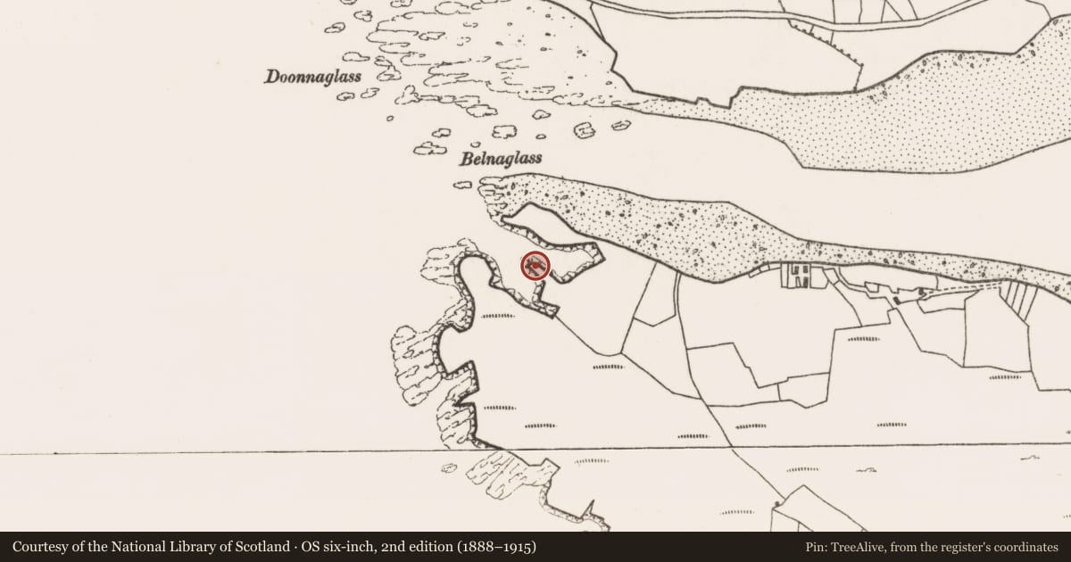 Ordnance Survey six-inch map, 2nd edition (1888–1915) covering the location of Building, Acaill Bheag, County Mayo, with a pin at the register's coordinates