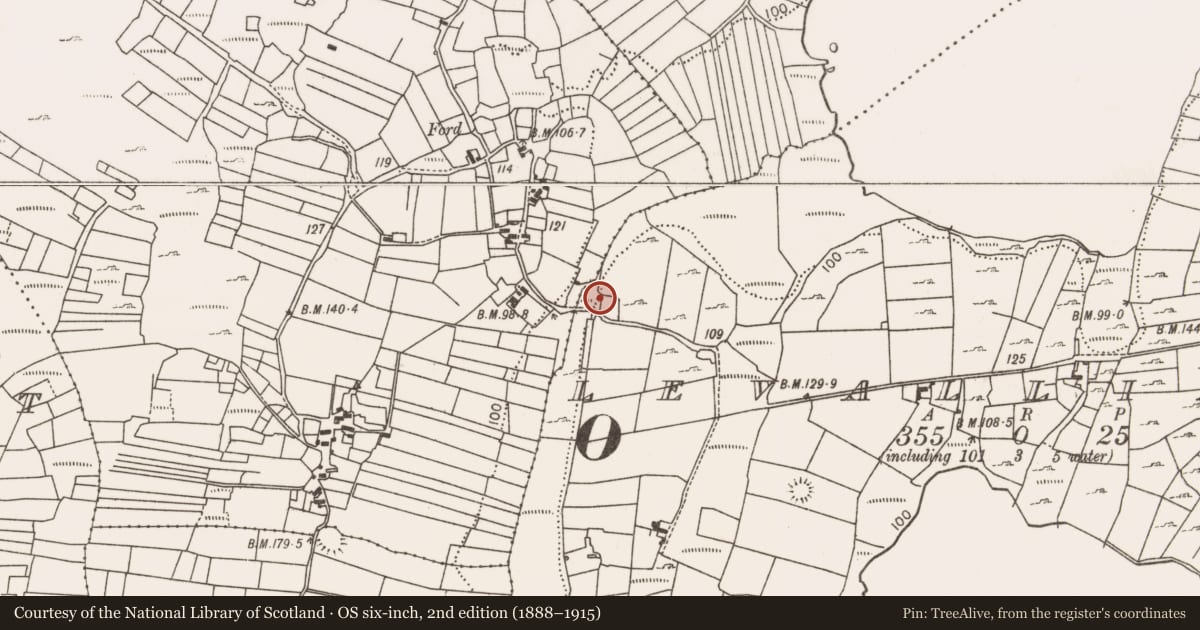 Ordnance Survey six-inch map, 2nd edition (1888–1915) covering the location of Mill - corn, Levallinree, County Mayo, with a pin at the register's coordinates
