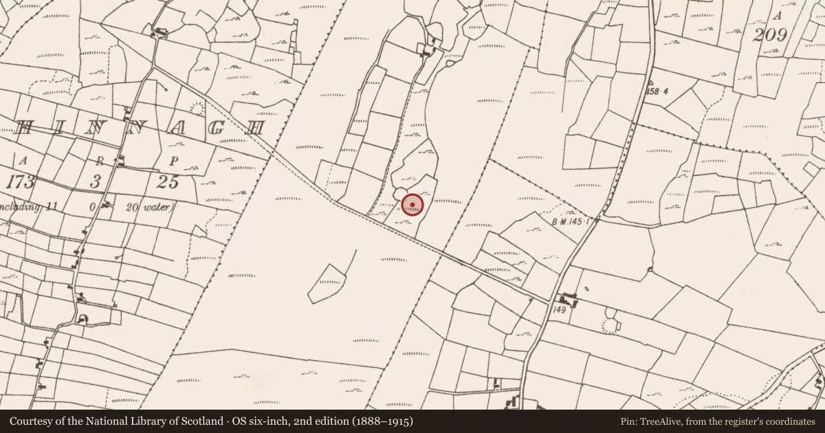 Ordnance Survey six-inch map, 2nd edition (1888–1915) covering the location of Fulacht fia, Carrowmacloughlin, County Mayo, with a pin at the register's coordinates