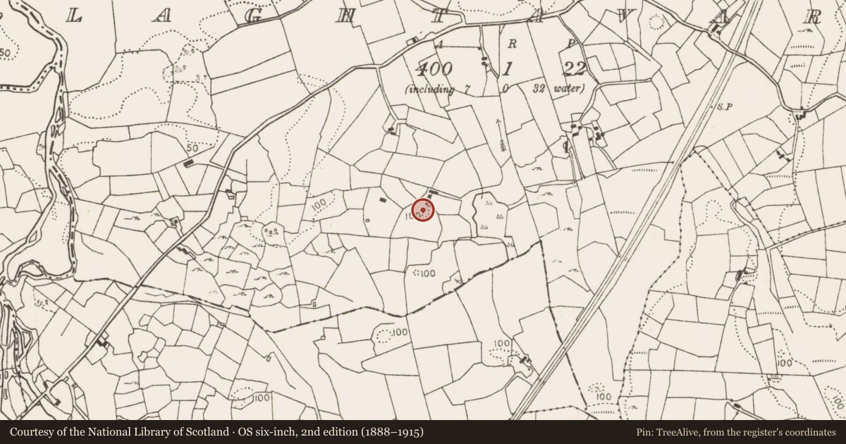 Ordnance Survey six-inch map, 2nd edition (1888–1915) covering the location of Mound, Laghtavarry, County Mayo, with a pin at the register's coordinates