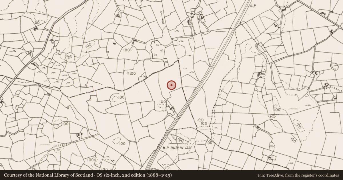 Ordnance Survey six-inch map, 2nd edition (1888–1915) covering the location of Mound, Gortlahan, County Mayo, with a pin at the register's coordinates