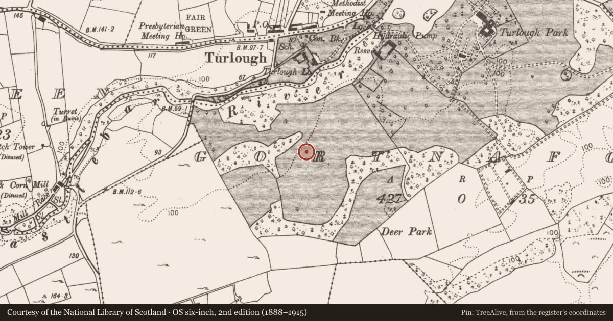 Ordnance Survey six-inch map, 2nd edition (1888–1915) covering the location of Stone row, Gortnafolla, County Mayo, with a pin at the register's coordinates