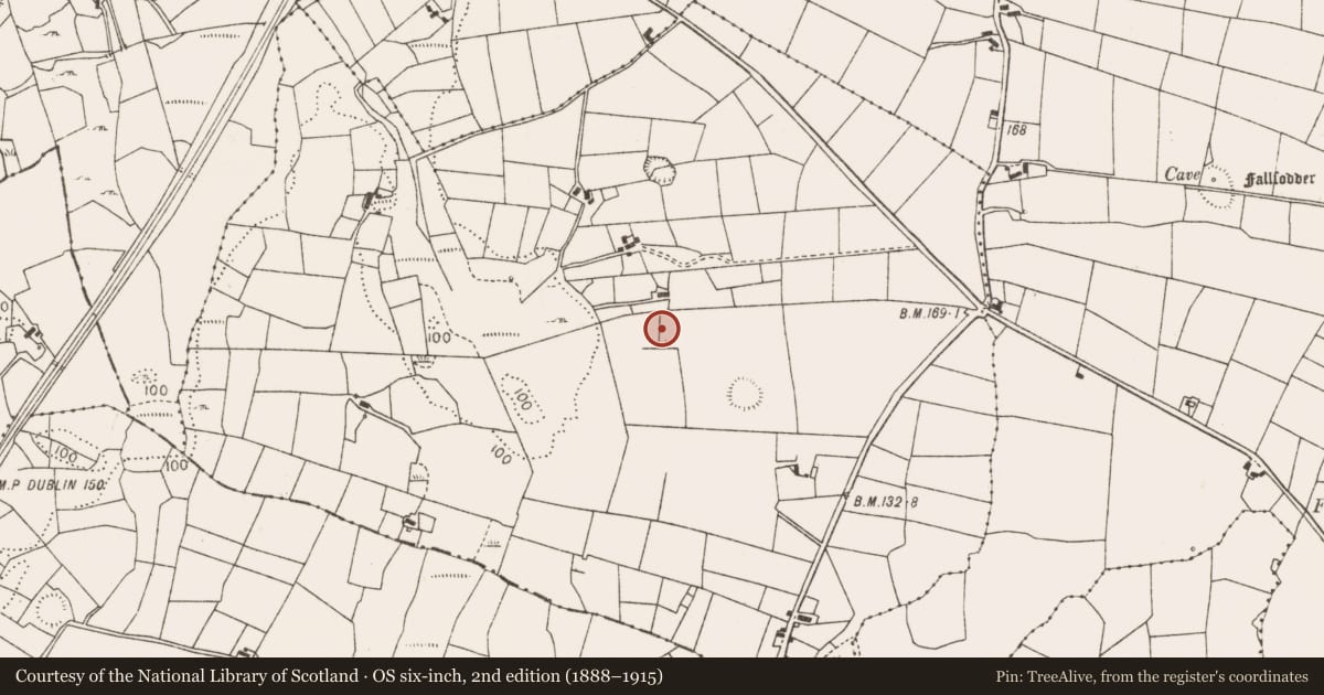 Ordnance Survey six-inch map, 2nd edition (1888–1915) covering the location of Enclosure, Killeen (Gallen By., Kildacommoge Par.), County Mayo, with a pin at the register's coordinates