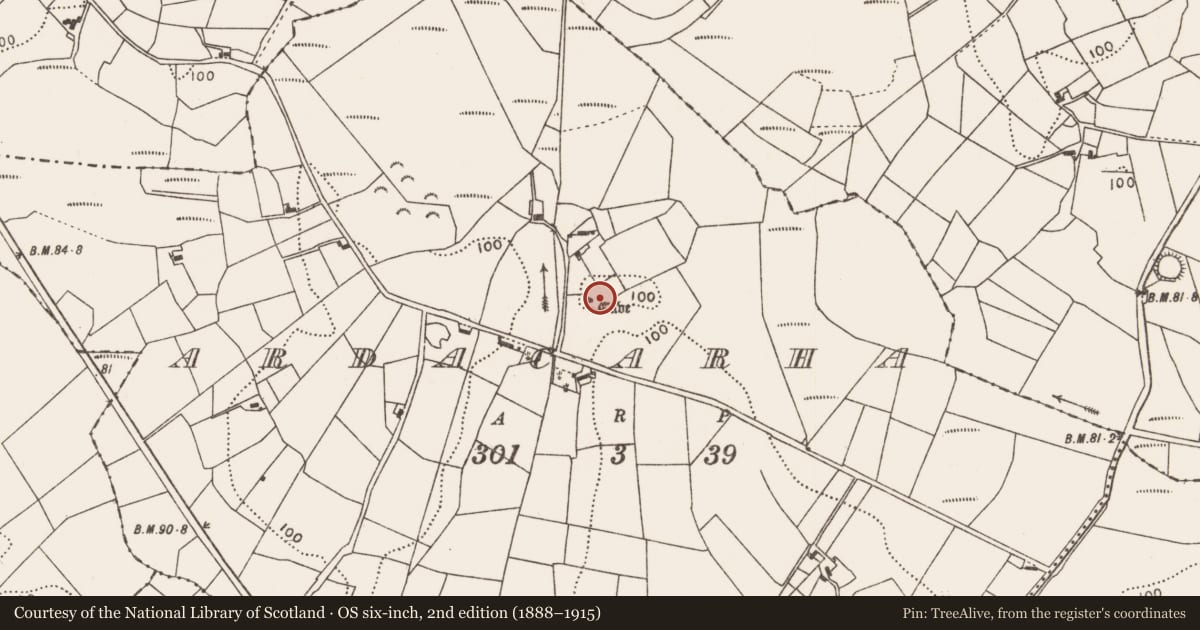 Ordnance Survey six-inch map, 2nd edition (1888–1915) covering the location of Ringfort - rath, Ardacarha, County Mayo, with a pin at the register's coordinates