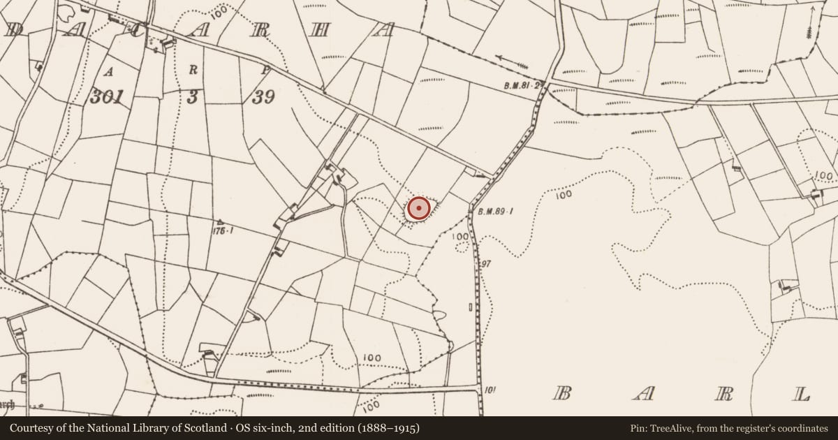 Ordnance Survey six-inch map, 2nd edition (1888–1915) covering the location of Ringfort - rath, Ardacarha, County Mayo, with a pin at the register's coordinates