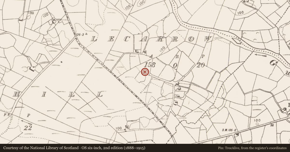 Ordnance Survey six-inch map, 2nd edition (1888–1915) covering the location of Ringfort - rath, Lecarrow, County Mayo, with a pin at the register's coordinates