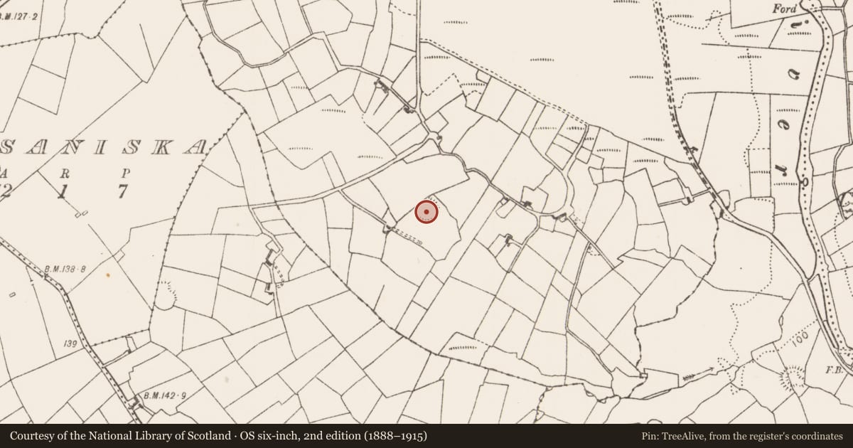 Ordnance Survey six-inch map, 2nd edition (1888–1915) covering the location of Ringfort - rath, Clooneen, County Mayo, with a pin at the register's coordinates