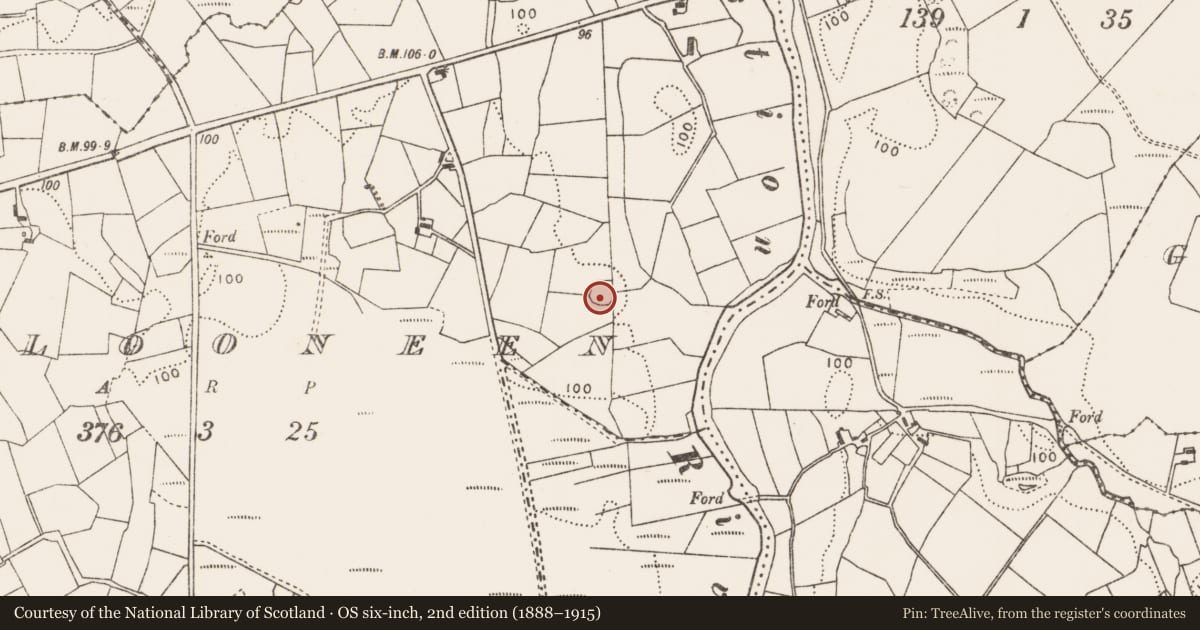 Ordnance Survey six-inch map, 2nd edition (1888–1915) covering the location of Ringfort - rath, Clooneen, County Mayo, with a pin at the register's coordinates