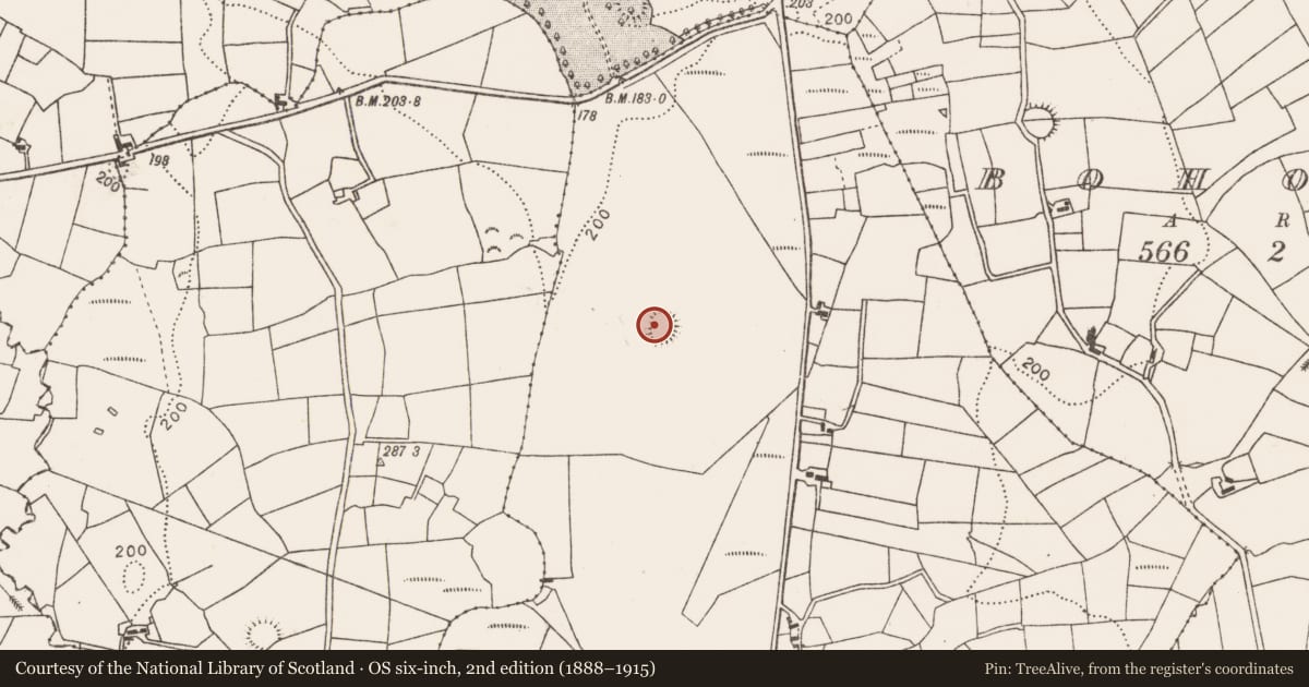 Ordnance Survey six-inch map, 2nd edition (1888–1915) covering the location of Ringfort - rath, Carroward, County Mayo, with a pin at the register's coordinates