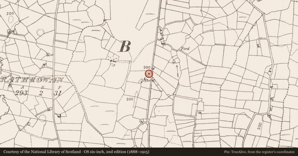 Ordnance Survey six-inch map, 2nd edition (1888–1915) covering the location of Ringfort - rath, Carroward, County Mayo, with a pin at the register's coordinates