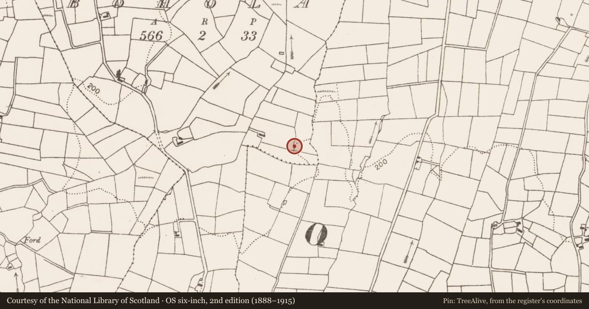 Ordnance Survey six-inch map, 2nd edition (1888–1915) covering the location of Enclosure, Bohola, County Mayo, with a pin at the register's coordinates