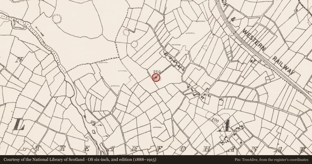 Ordnance Survey six-inch map, 2nd edition (1888–1915) covering the location of Ringfort - rath, Treanfohanaun, County Mayo, with a pin at the register's coordinates