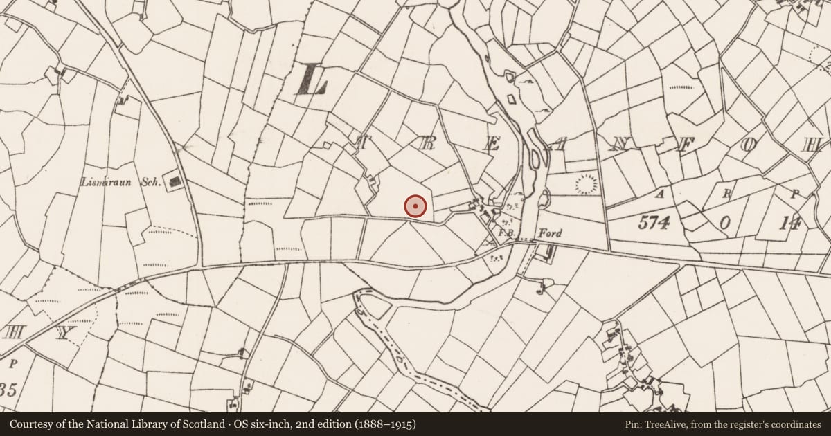 Ordnance Survey six-inch map, 2nd edition (1888–1915) covering the location of Barrow - unclassified, Treanfohanaun, County Mayo, with a pin at the register's coordinates